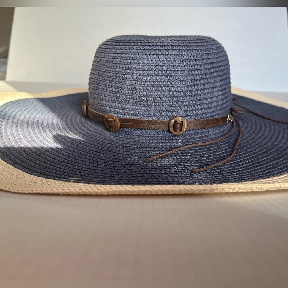 Lucky 7 Women Wide Brim Two Tone 100% Paper, Straw, Floppy Beach Hat - Picture 8 of 13